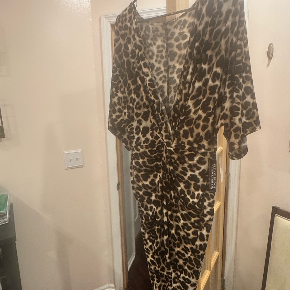 New York & Company Animal Print Long Sleeve Dress